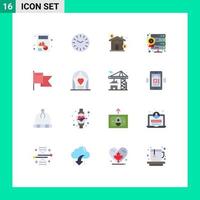 Flat Color Pack of 16 Universal Symbols of mark country estate web hosting server Editable Pack of Creative Vector Design Elements