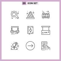 Set of 9 Modern UI Icons Symbols Signs for quran seo bottle optimization colors Editable Vector Design Elements