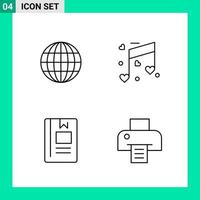 Pack of 4 Line Style Icon Set Outline Symbols for print Creative Signs Isolated on White Background 4 Icon Set vector