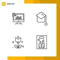 4 Icon Set Line Style Icon Pack Outline Symbols isolated on White Backgound for Responsive Website Designing vector