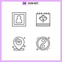 4 Icons in Line Style Outline Symbols on White Background Creative Vector Signs for Web mobile and Print