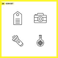 4 Icon Set Simple Line Symbols Outline Sign on White Background for Website Design Mobile Applications and Print Media vector