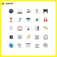 Modern Set of 25 Flat Colors and symbols such as cold blocker employee search news Editable Vector Design Elements