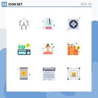 User Interface Pack of 9 Basic Flat Colors of communication device study computer hardware Editable Vector Design Elements