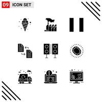 9 iconos creativos, signos y símbolos modernos de dispositivos de productos, archivos de transferencia de cabildeo, elementos de diseño vectorial editables vector