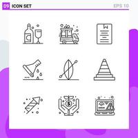 conjunto de 9 iconos en estilo de línea símbolos de contorno creativo para el diseño de sitios web y aplicaciones móviles signo de icono de línea simple aislado en fondo blanco 9 iconos vector