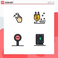 4 User Interface Filledline Flat Color Pack of modern Signs and Symbols of contract stop pinch cable quran Editable Vector Design Elements