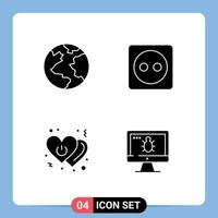 4 User Interface Solid Glyph Pack of modern Signs and Symbols of earth off plug board power switch Editable Vector Design Elements