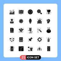 Group of 25 Modern Solid Glyphs Set for man screw screen implanting research Editable Vector Design Elements