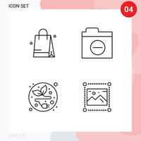 Set of 4 Modern UI Icons Symbols Signs for handbeg leaf folder error designing Editable Vector Design Elements