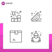 Outline Icon set Pack of 4 Line Icons isolated on White Background for responsive Website Design Print and Mobile Applications vector