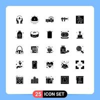 25 Universal Solid Glyph Signs Symbols of scale micrometer weather measure service Editable Vector Design Elements