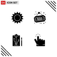 Pixle Perfect Set of 4 Solid Icons Glyph Icon Set for Webite Designing and Mobile Applications Interface vector