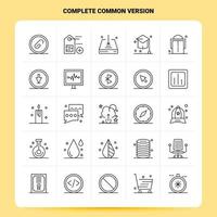 esquema 25 conjunto de iconos de versión común completa diseño de estilo de línea vectorial conjunto de iconos negros paquete de pictogramas lineales ideas de negocios web y móviles diseño ilustración vectorial vector