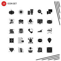 Collection of 25 Vector Icons in solid style Pixle Perfect Glyph Symbols for Web and Mobile Solid Icon Signs on White Background 25 Icons