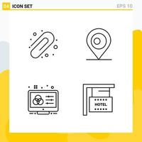 Collection of 4 Universal Line Icons Icon Set for Web and Mobile vector