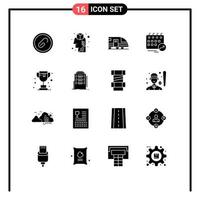 16 User Interface Solid Glyph Pack of modern Signs and Symbols of arrow date idea calendar transportation Editable Vector Design Elements