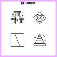 4 Icons in Line Style Outline Symbols on White Background Creative Vector Signs for Web mobile and Print