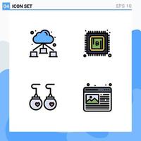 Stock Vector Icon Pack of 4 Line Signs and Symbols for web fashion currency earrings design Editable Vector Design Elements