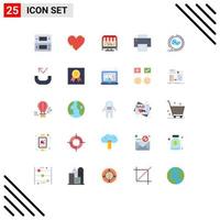 User Interface Pack of 25 Basic Flat Colors of user interface report basic store Editable Vector Design Elements