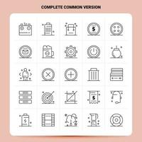 OutLine 25 Complete Common Version Icon set Vector Line Style Design Black Icons Set Linear pictogram pack Web and Mobile Business ideas design Vector Illustration