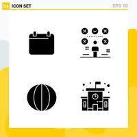 Collection of 4 Universal Solid Icons Icon Set for Web and Mobile vector