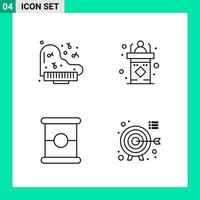 paquete de 4 iconos de estilo de línea establece símbolos de esquema para imprimir signos creativos aislados en fondo blanco 4 conjunto de iconos vector