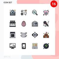 Mobile Interface Flat Color Filled Line Set of 16 Pictograms of decoration lab info graphics chemistry clothes Editable Creative Vector Design Elements