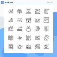 Modern 25 Line style icons Outline Symbols for general use Creative Line Icon Sign Isolated on White Background 25 Icons Pack vector