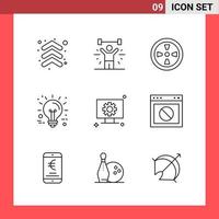 9 Icon Pack Line Style Outline Symbols on White Background Simple Signs for general designing vector