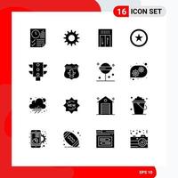 16 Universal Solid Glyph Signs Symbols of sheild maps elevator light interface Editable Vector Design Elements