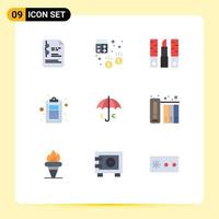 Set of 9 Modern UI Icons Symbols Signs for list document finance check lipstick Editable Vector Design Elements