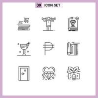 Set of 9 Modern UI Icons Symbols Signs for philippine food book drink rules Editable Vector Design Elements
