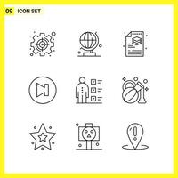 9 Icon Set Simple Line Symbols Outline Sign on White Background for Website Design Mobile Applications and Print Media vector