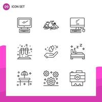 Outline Icon set Pack of 9 Line Icons isolated on White Background for responsive Website Design Print and Mobile Applications vector