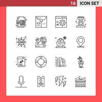 16 Icon Pack Line Style Outline Symbols on White Background Simple Signs for general designing vector