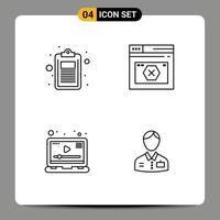 4 Creative Icons Modern Signs and Symbols of check error list page player Editable Vector Design Elements