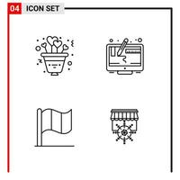 4 General Icons for website design print and mobile apps 4 Outline Symbols Signs Isolated on White Background 4 Icon Pack vector