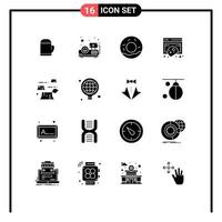 16 iconos creativos signos y símbolos modernos de destrucción daños donuts datos de privacidad elementos de diseño vectorial editables vector