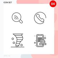 Vector Pack of 4 Icons in Line Style Creative Outline Pack isolated on White Background for Web and Mobile