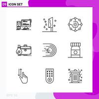 Line Icon set Pack of 9 Outline Icons isolated on White Background for Web Print and Mobile vector