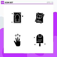 Set of 4 icons in solid style Creative Glyph Symbols for Website Design and Mobile Apps Simple Solid Icon Sign Isolated on White Background 4 Icons vector