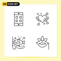 4 Creative Icons for Modern website design and responsive mobile apps 4 Outline Symbols Signs on White Background 4 Icon Pack vector