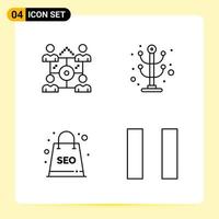 4 Creative Icons for Modern website design and responsive mobile apps 4 Outline Symbols Signs on White Background 4 Icon Pack vector