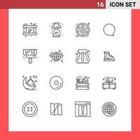 User Interface Pack of 16 Basic Outlines of earth construction lemon brush instagram Editable Vector Design Elements