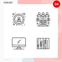 Vector Pack of 4 Icons in Line Style Creative Outline Pack isolated on White Background for Web and Mobile