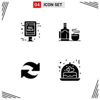 4 Icons Solid Style Grid Based Creative Glyph Symbols for Website Design Simple Solid Icon Signs Isolated on White Background 4 Icon Set vector