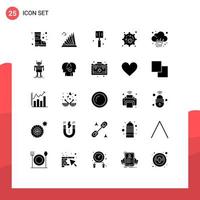 Universal Icon Symbols Group of 25 Modern Solid Glyphs of prediction journalist drink nucleus biology Editable Vector Design Elements