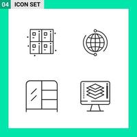 Pack of 4 Line Style Icon Set Outline Symbols for print Creative Signs Isolated on White Background 4 Icon Set vector