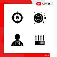 Creative Set of 4 Universal Glyph Icons isolated on White Background vector